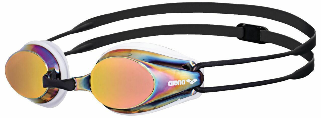 Arena Tracks Mirror Swimming Goggles in White / Red for Watertight Performance