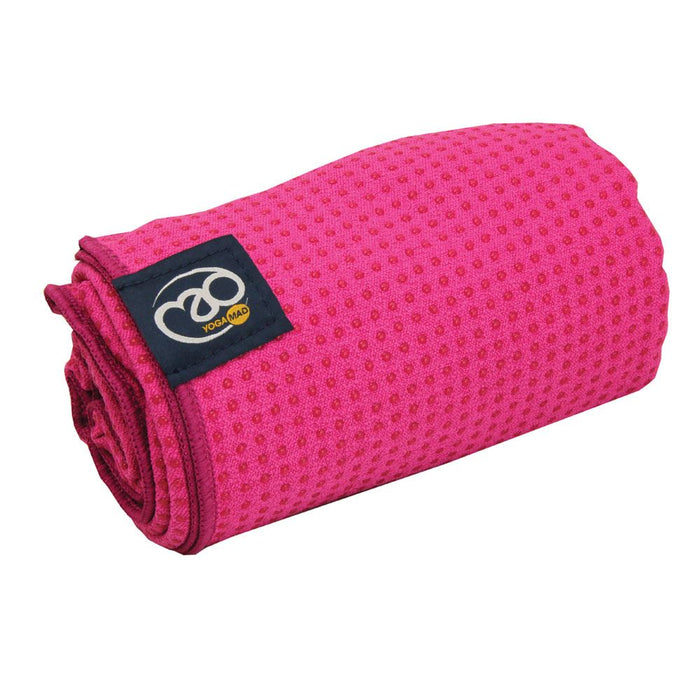 Fitness Mad Yoga Pilates Super Absorbent Mat Grip Dot Towel - 183cm x 60cm-Pink