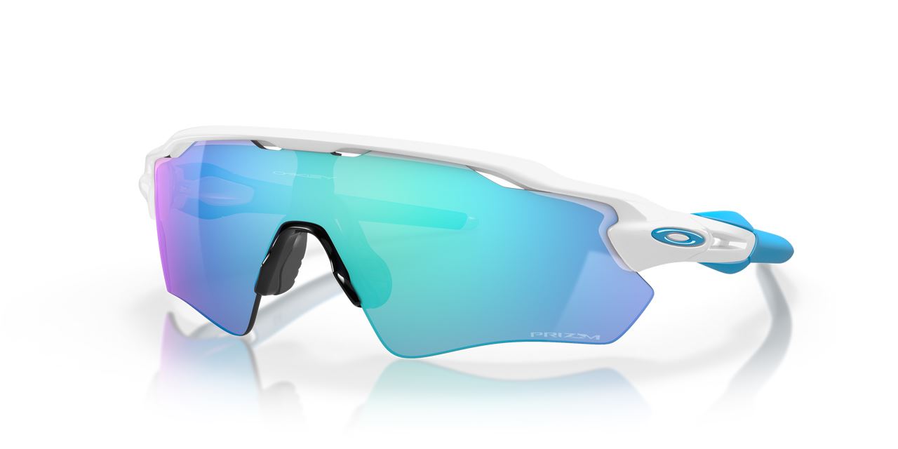 Oakley Radar EV Path Sunglasses Polished White Frame Sapphire Lenses Glasses