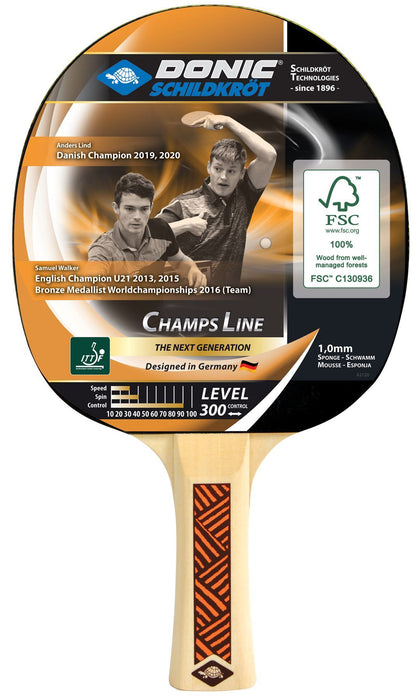 Donic Schildkrot Champs Line 300 Table Tennis Paddle Bat ITTF Approved Racket