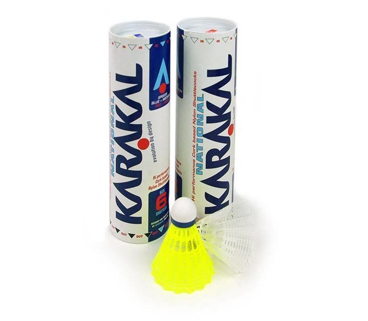 Karakal Badminton National Shuttlecocks - Nylon - Medium Blue Speed - Pack of 6
