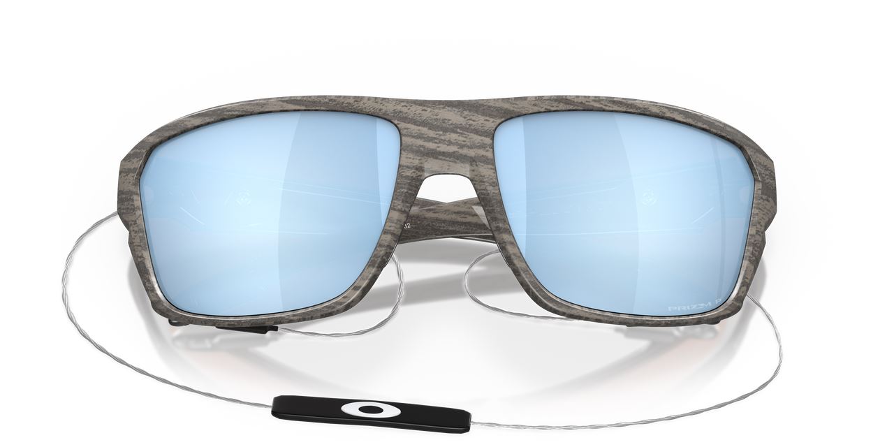 Oakley Split Shot Sunglasses Woodgrain Frame Deep Water Polarized Lenses Glasses