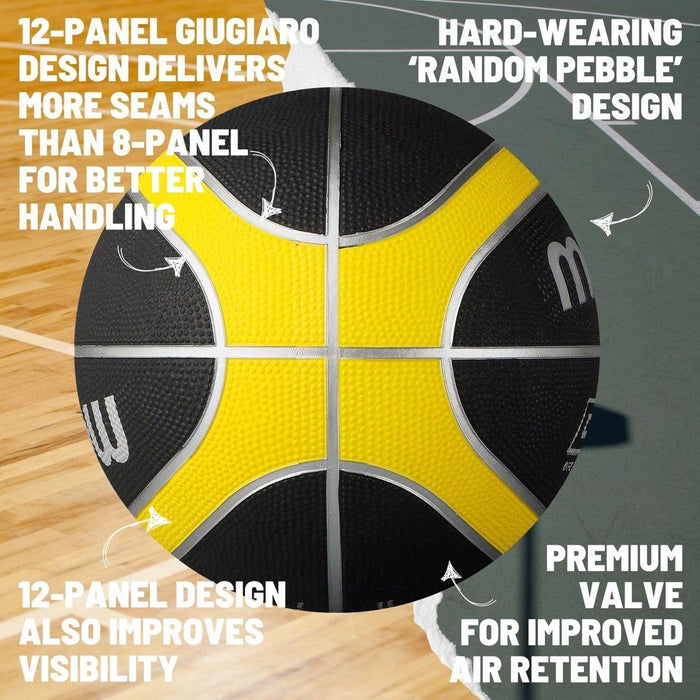 Molten BGR Series Indoor/Outdoor Nylon Wound Black/Yellow 12 Panel Basketball