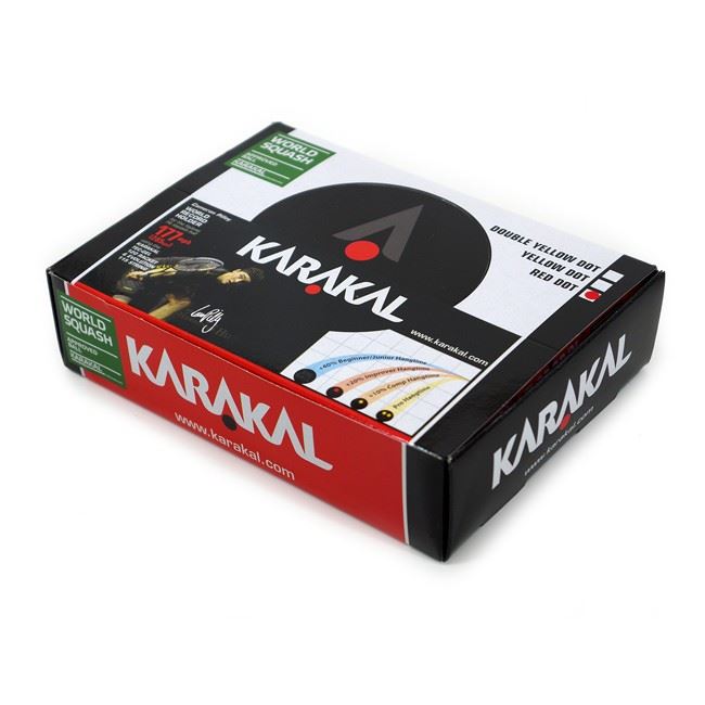 Karakal Red Dot Racket Ball  in Black - Non Marking Rubber - Box of 12
