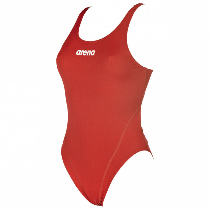 Arena Solid Swim Tech High Swimsuit Womens Open Back - Red/White