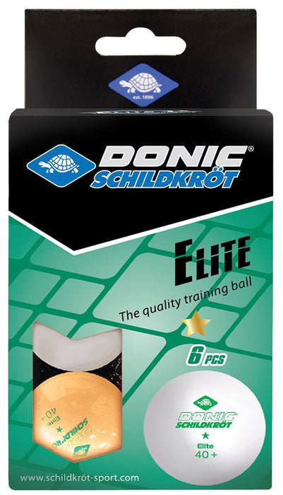 Donic Schildkrot  Table Tennis 1 Star Elite Poly 40+ Balls 2 Colours - 6 pcs