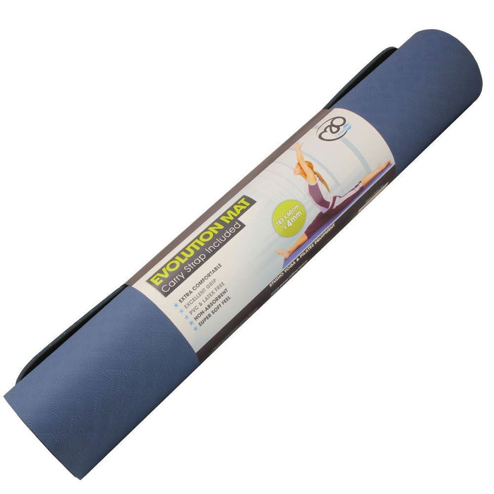 Fitness Mad Yoga Pilates Evolution SuperSoft Double Sided Mat 4mm - Blue/Grey