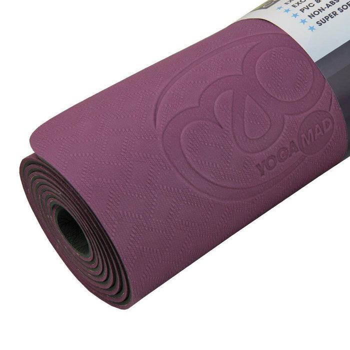 Fitness Mad Yoga Pilates Evolution SuperSoft Double Sided Mat 4mm Aubergine/Grey