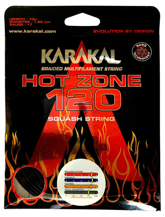 Karakal Hot Zone 120 Squash Racket Strings - Durable Nano Elastomer Coating