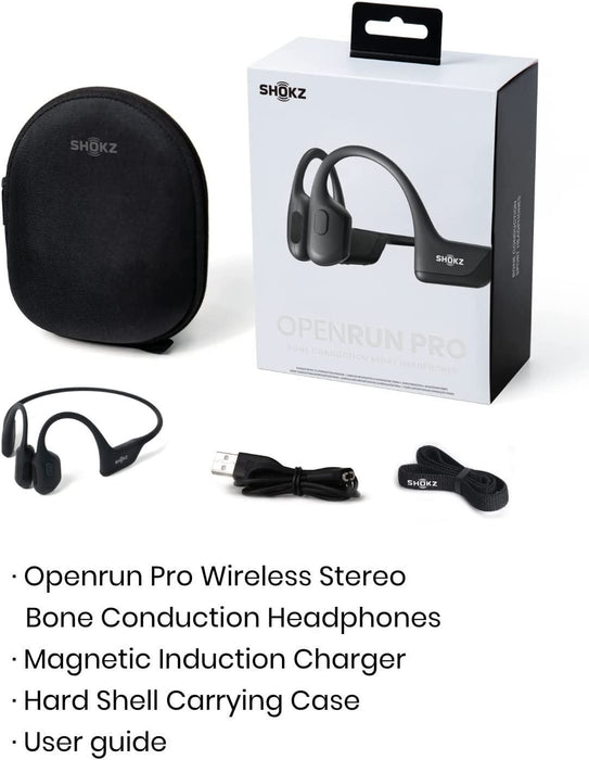 Aftershokz Shokz OpenRun Pro Headphones Quick Charge Earphones Buds - Black
