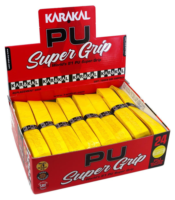 Karakal PU Super Grip Racket Replacement Grip in Yellow Extra Thick - 3Pack