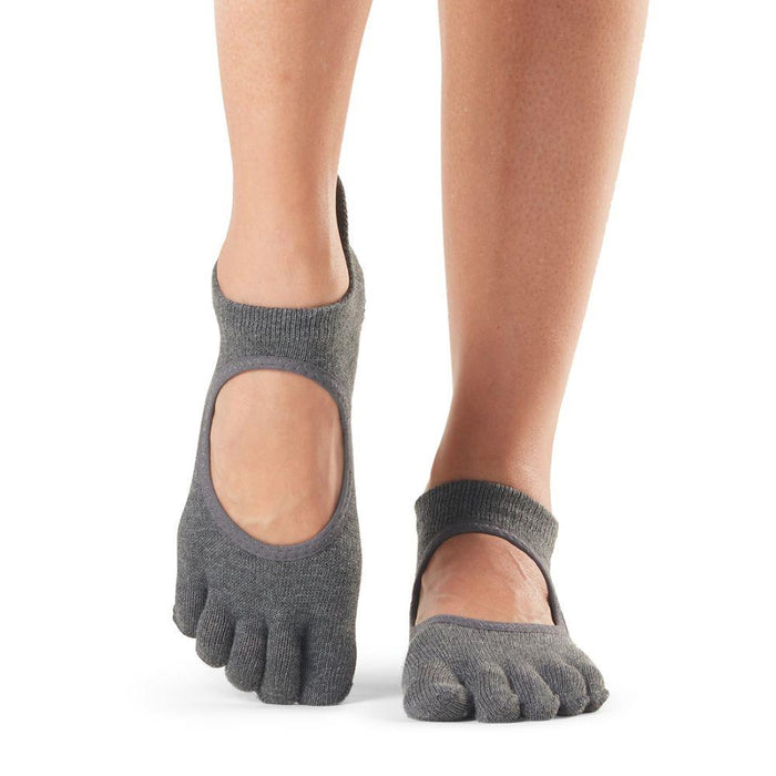 Toesox Full Toe Bella Bellarina Grip Socks For Barre Pilates Yoga Charcoal