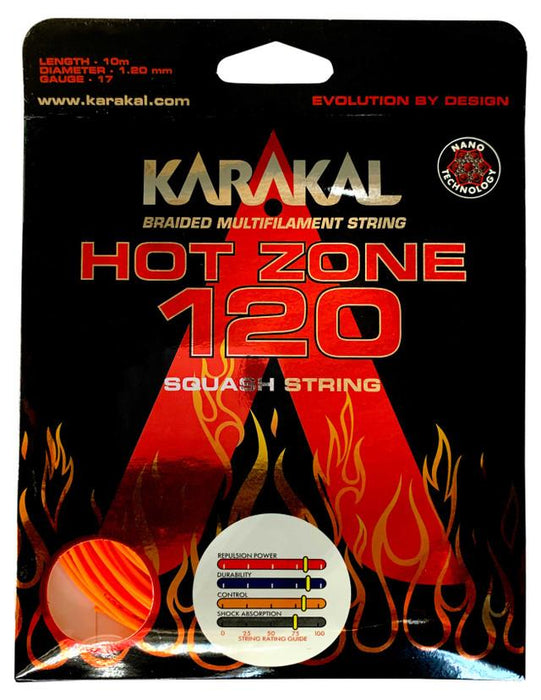 Karakal Hot Zone 120 Squash Racket Strings - Durable Nano Elastomer Coating