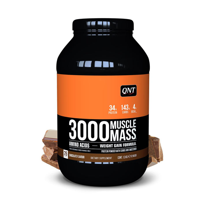 QNT 3000 Muscle Mass Protein Powder Weight Gain Formula 1.3kg - Chocolate