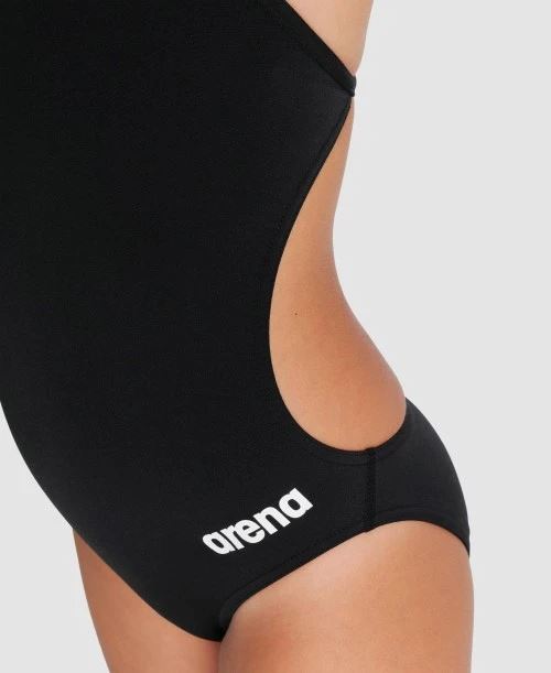 Arena Girls Team Swimsuit Challenge Solid Competition Training Swimwear Black