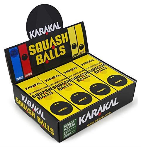 Karakal Double Yellow Dot Extra Super Slow Tournament Squash Balls - Box of 12