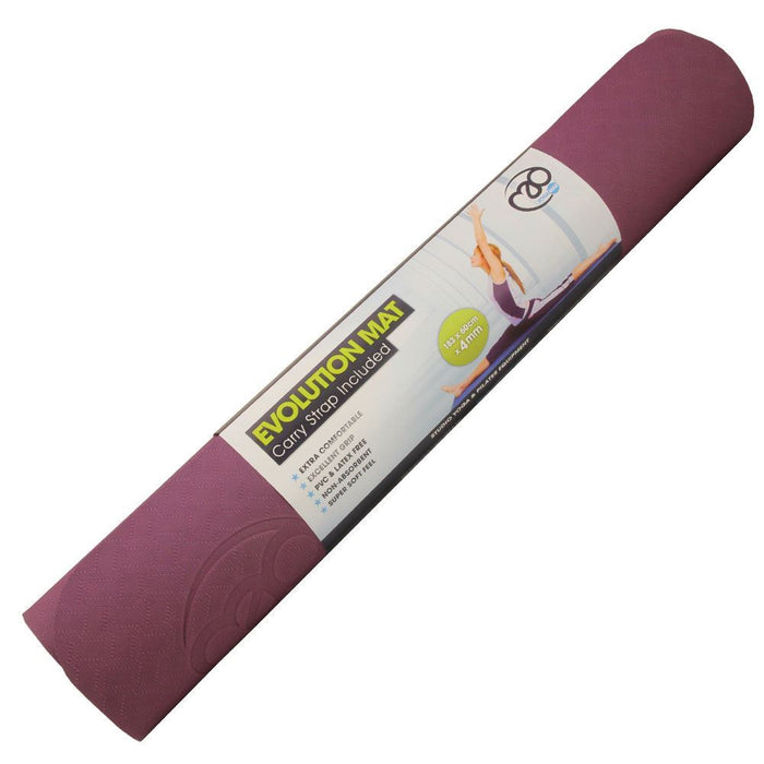Fitness Mad Yoga Pilates Evolution SuperSoft Double Sided Mat 4mm Aubergine/Grey