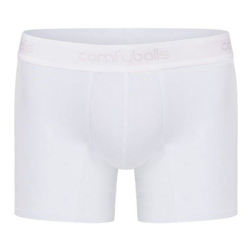 Comfyballs Long Boxer Shorts Mens Comfycel Classic Fit Extra Soft Trunk - WhiteFITNESS360