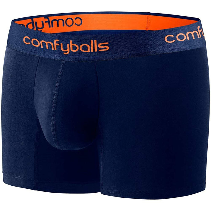 Comfyballs Men's Long Boxer Shorts Fitness Athletic Underwear - Navy Tangerine