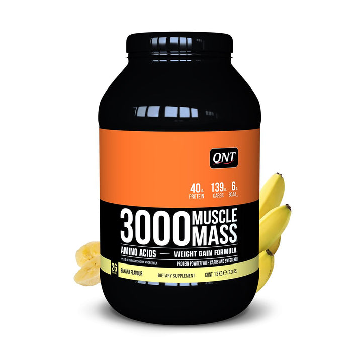 QNT 3000 Muscle Mass Protein Powder Weight Gain Formula 1.3kg - Banana