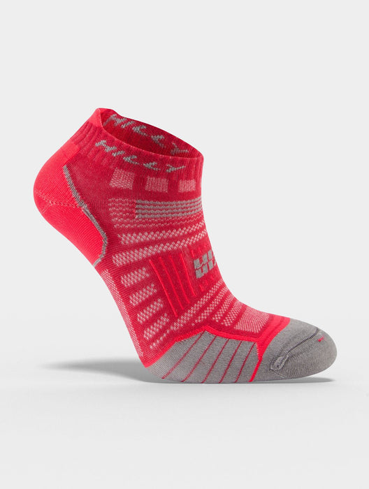 Hilly Womens Twin Skin Socklet Sports Running Socks - Magenta / Grey Marl