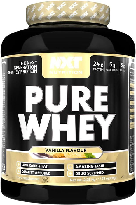 NXT Nutrition Pure Whey Powder - Low Fat - Muscle Building - 2.25KG