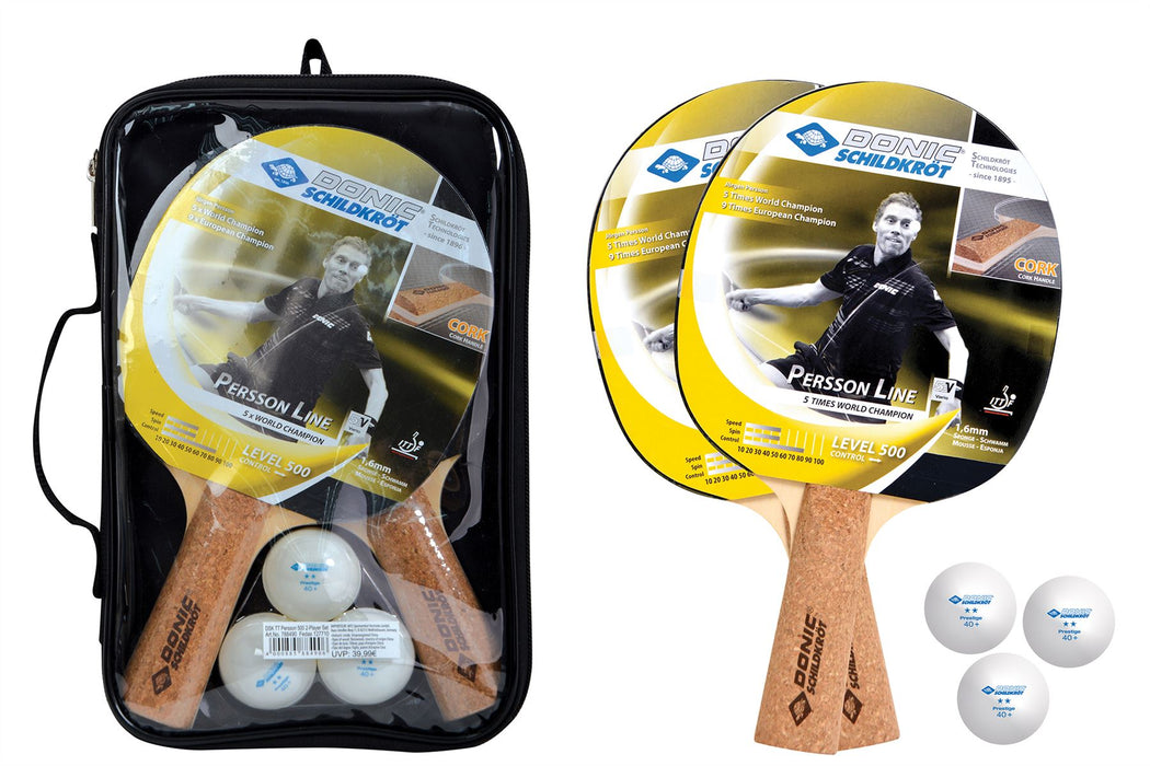 Donic Schildkrot Persson 500 Cork Table Tennis Set - 2 Paddles and 3 Balls 40mm