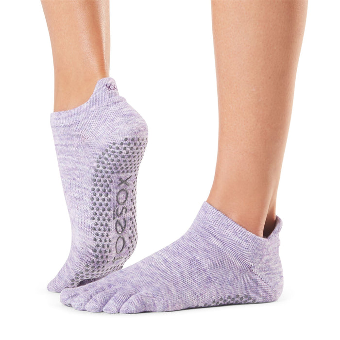 Toesox Womens Full Toe Low Rise Bellarina Socks Fitted Heel - Heather Purple