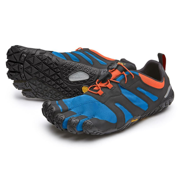 Vibram V-Trail 2.0 Mens Mega Grip Five Fingers Barefoot Feel Shoes Trainers - Blue/Orange