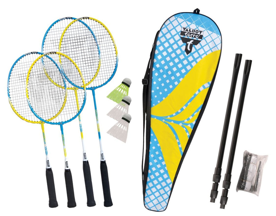 Talbot Torro Family Badminton Set - 4 Junior / Adult Rackets and 3 Shuttlecocks
