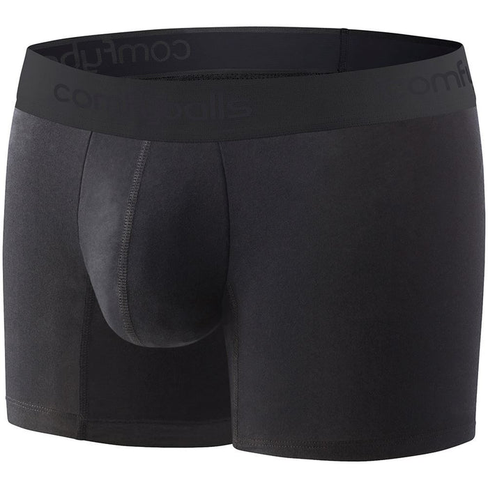Comfyballs Men's Long Cotton Boxer Shorts Fitness Athletic Underwear Ghost Black