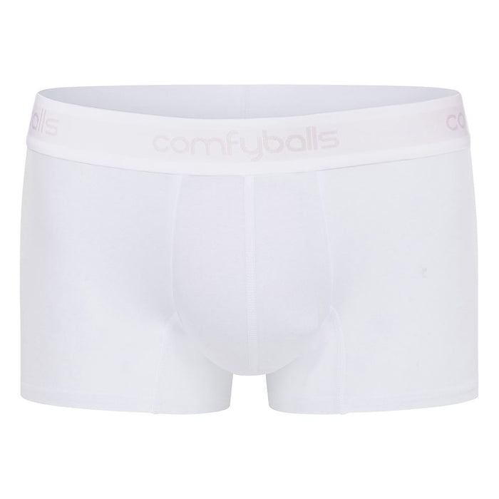 Comfyballs Mens Stretch Boxer Extra Soft Classic Regular Comfycel Trunks - White