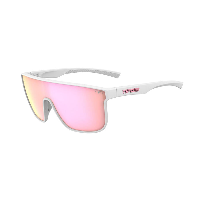 Tifosi Sanctum XL Matte White Running Cycling Sunglasses With Pink Mirror Lens
