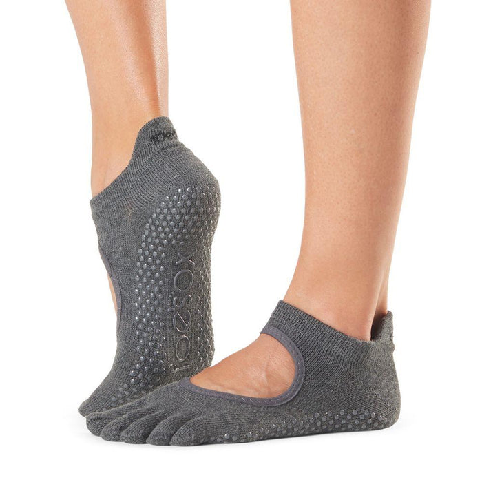 Toesox Full Toe Bella Bellarina Grip Socks For Barre Pilates Yoga CharcoalToeSox