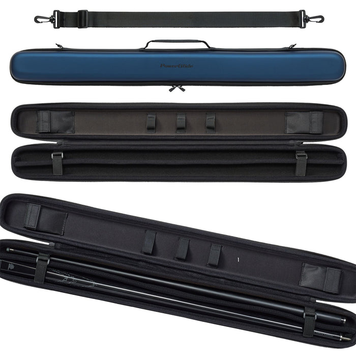 PowerGlide Svartur Metallic Snooker Pool 2 Piece Cue Case - Blue