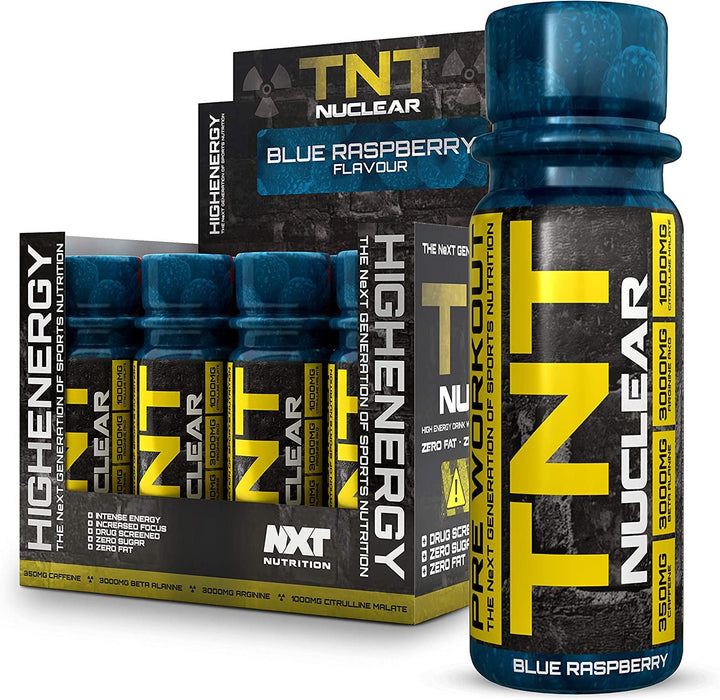 NXT Nutrition TNT Nuclear Shots 12x60ml Pre Workout Drink - Blue Raspberry