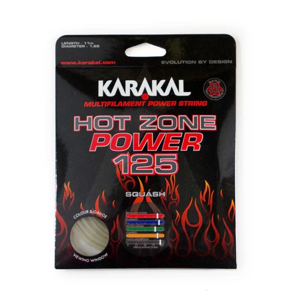 Karakal Hot Zone Power 125 Squash Racket String Power Play 110m Coil
