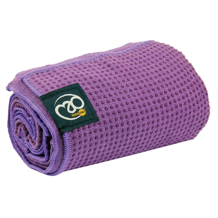 Fitness Mad Yoga Pilates Super Absorbent Mat Grip Dot Towel 183cm x 60cm - PurpleFitness Mad