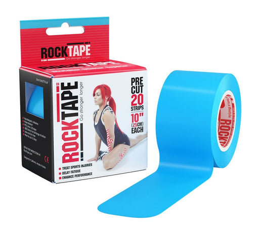 Rocktape 2 Pre Cut Kinesiology Sports Tape Adhesive Roll x 3 - Blue 25x5cmRockTape