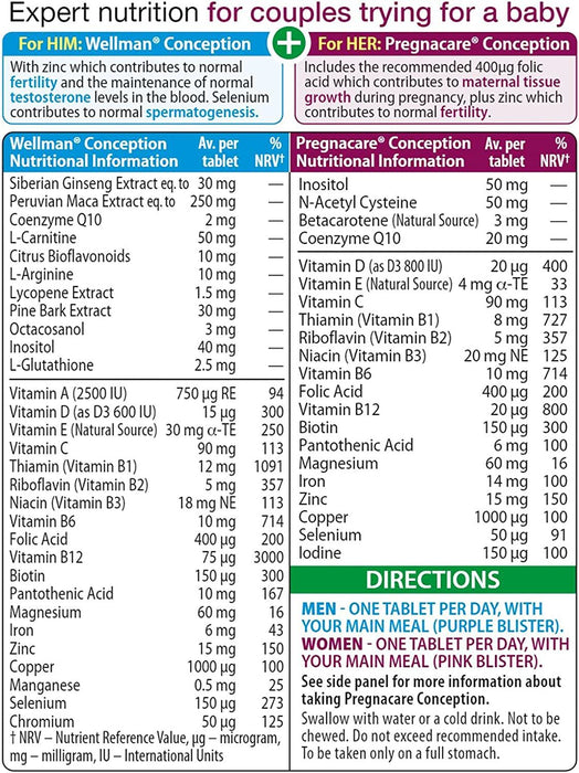 Vitabiotics Pregnacare Conception His Her Tablet 60 Tablets - 3 Packs for 2