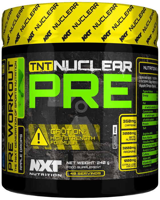 NXT TNT Nuclear Extreme Pre Workout Energy Powder 240g - Apple Drops