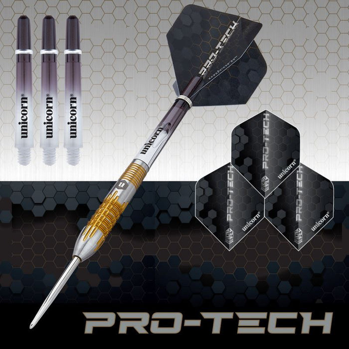 Unicorn Pro-Tech Style 1 90% Tungsten Steel Tip Darts 20/22/24g Gold Finish