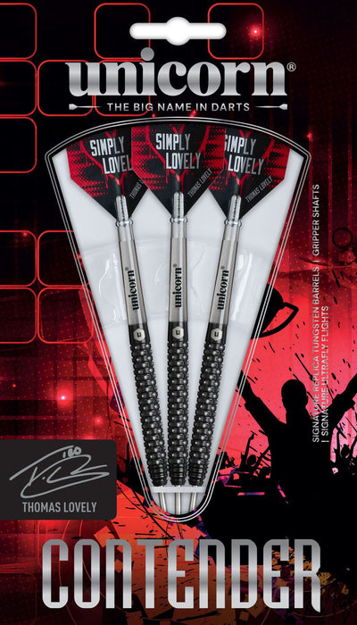 Unicorn Darts Thomas Lovely 90% Tungsten 23g Steel Tip Darts Contender Set