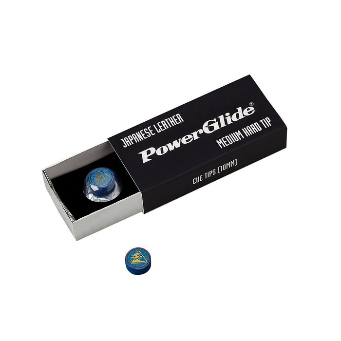 Powerglide Snooker Pool Cue Tips - Japanese Leather - Med / Hard 10 mm 2 Pieces