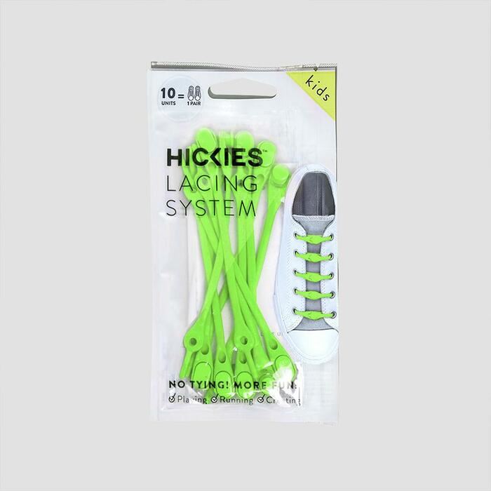Hickies Laces Originals No Tie Elastic Shoelaces Straps 14 Pack - Lime Green