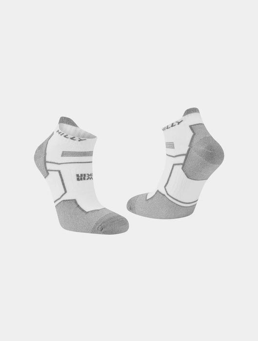 Hilly Ladies Twin Skin Socklet Anti Blister Breathable Running Socks - White/Grey/Marl