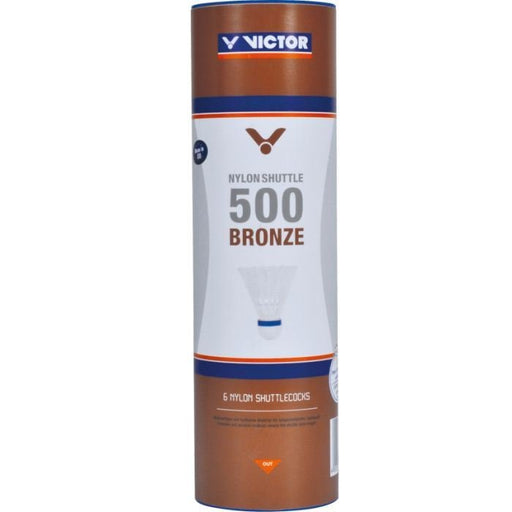 Victor Badminton Nylon Shuttlecock 500 Bronze 6PC Tube Medium Speed - WhiteVictor