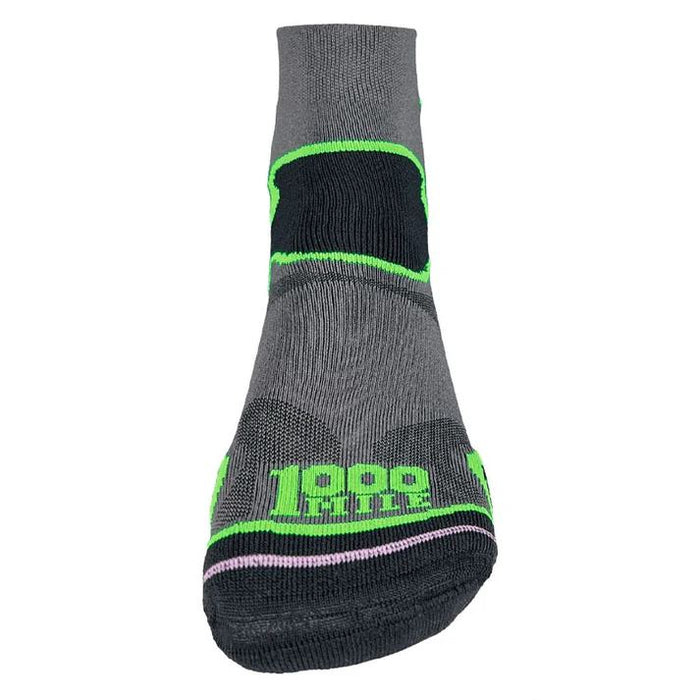 1000 Mile Fusion Anklet Socks Double Layer Protective Padding Black/Green