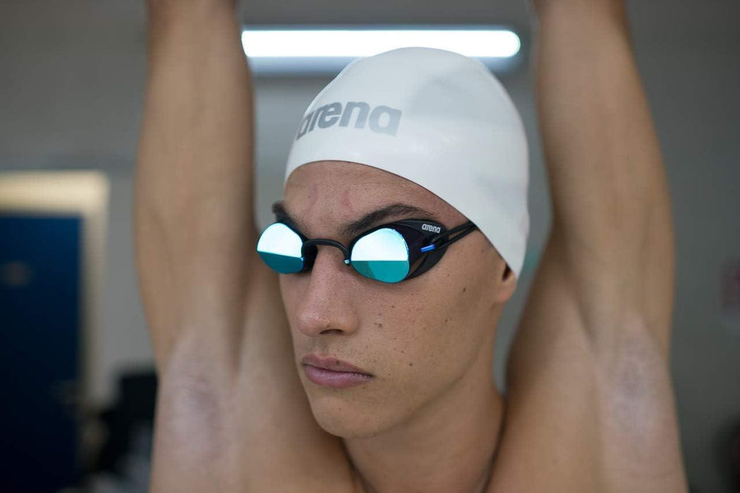 Arena Swedix Mirror Competition Swimming Goggles Swedish Type Nose Bridge Design[RED/YELLOW/BLACK]