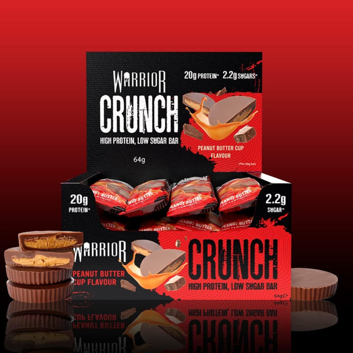 Warrior Crunch Bars High Protein Low Carbs Muscle Growth Peanut Butter 12 x 64g